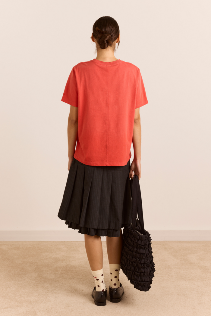 Savannah Double Layered Skirt - Charcoal Pinstripe