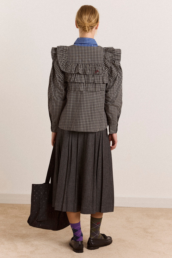 Shay Blouse - Navy Green Check