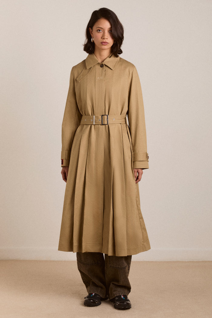 Sofia Pleated Trench - Light Stone
