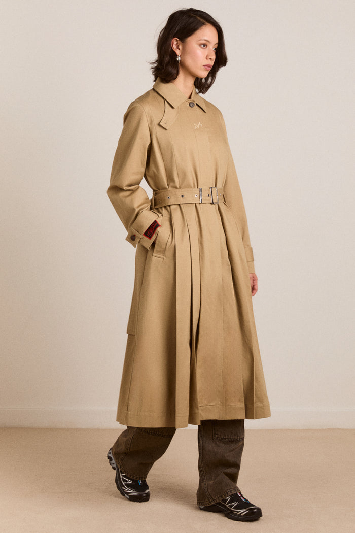 Sofia Pleated Trench - Light Stone