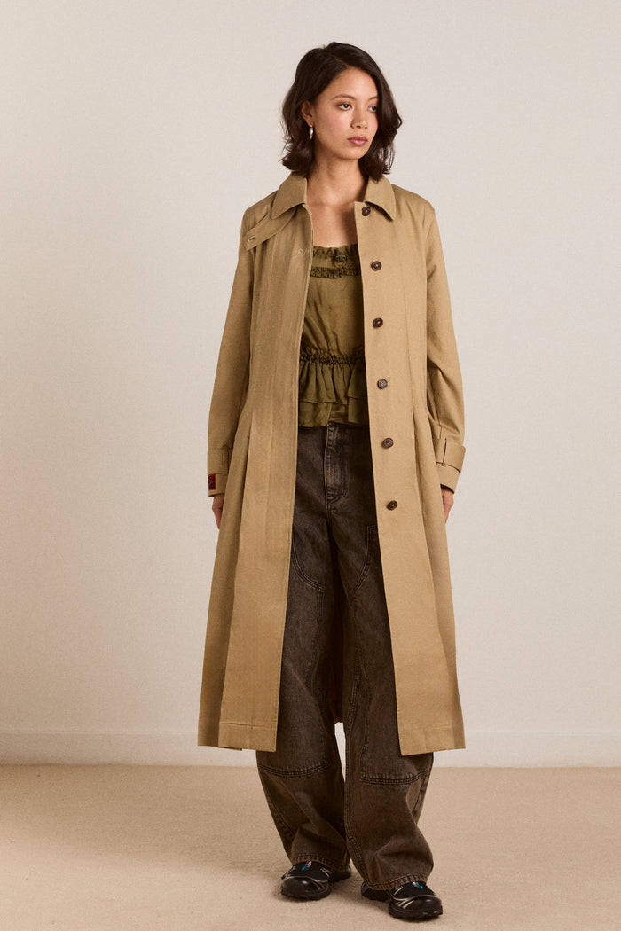 Sofia Pleated Trench - Light Stone
