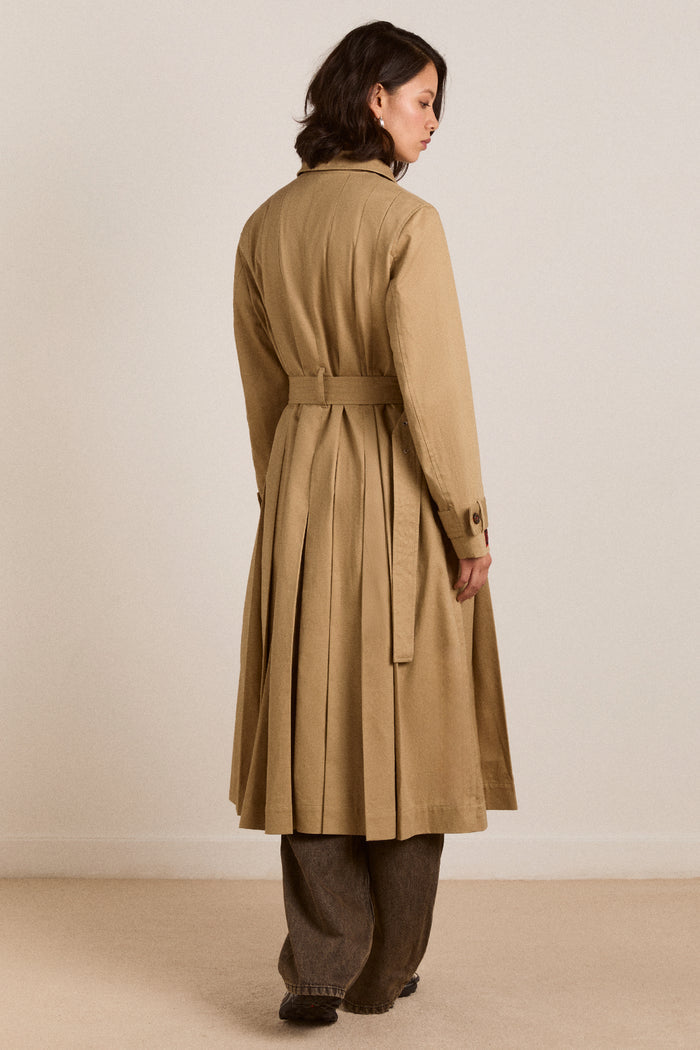 Sofia Pleated Trench - Light Stone