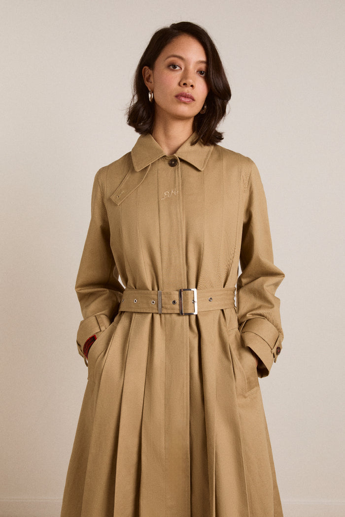 Sofia Pleated Trench - Light Stone