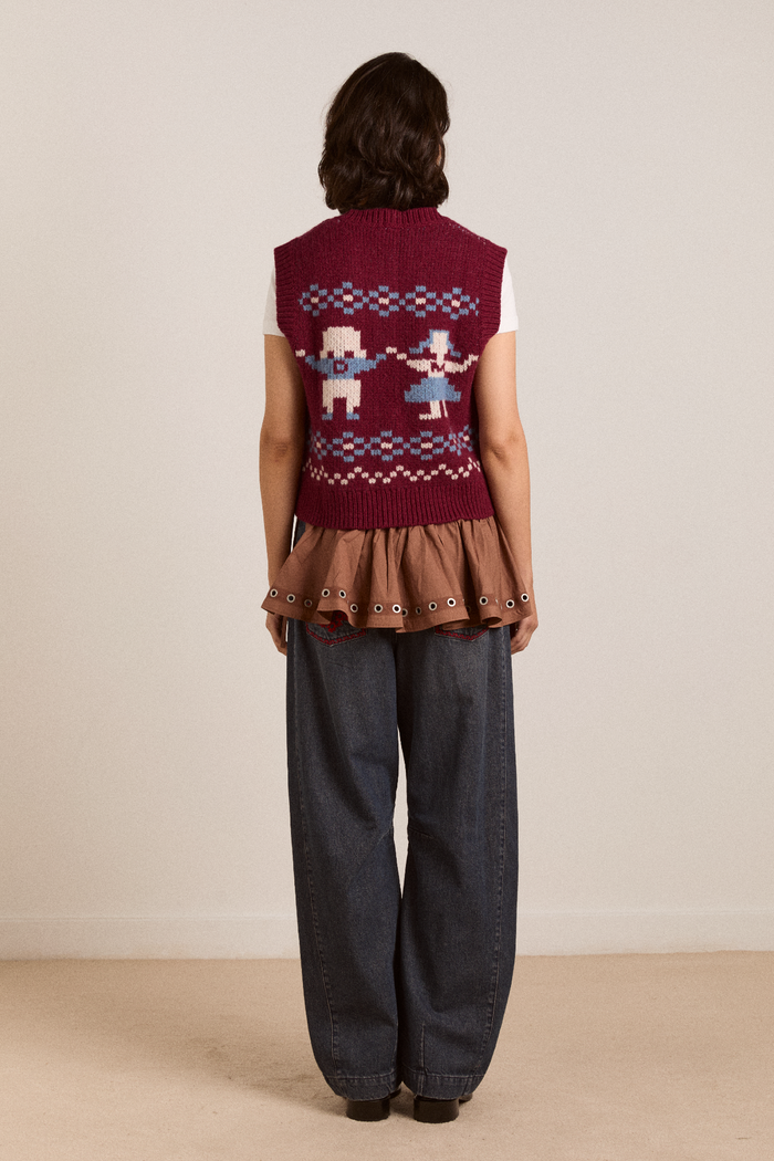 Sofie Wool Vest - Novelty Intarsia