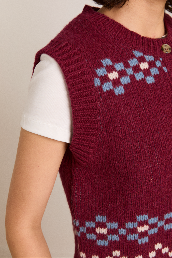Sofie Wool Vest - Novelty Intarsia