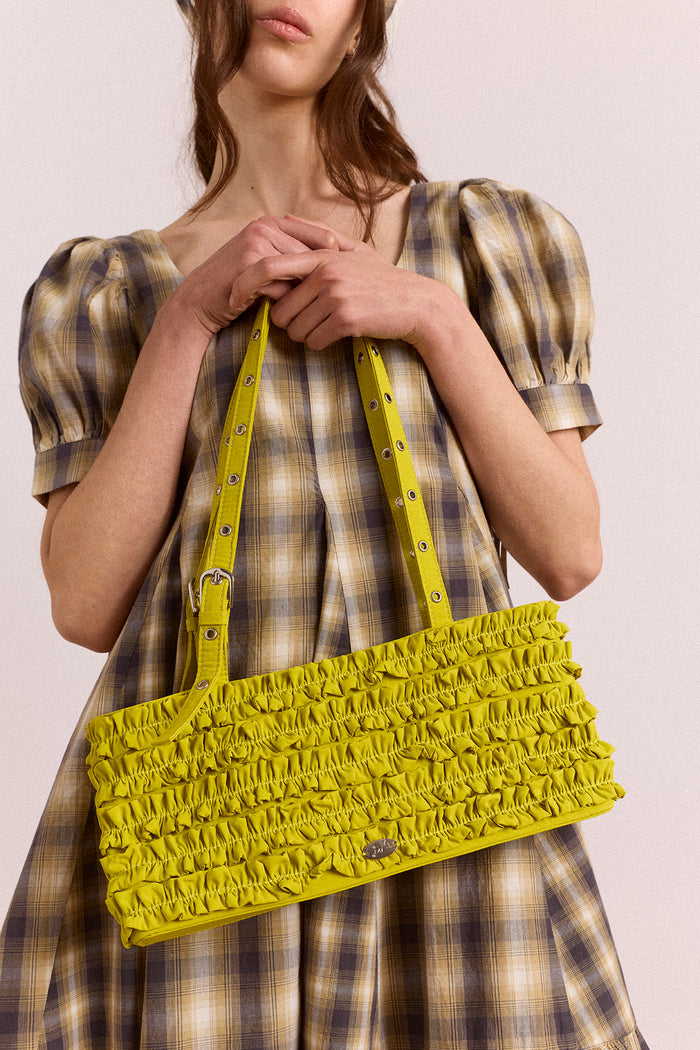 Sophia Ruffle Bag In Chartreuse