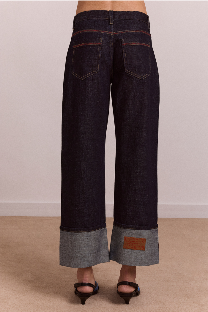 Straight Leg Montana Turn Up Jean -Indigo Selvedge