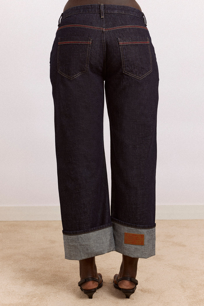 Straight Leg Montana Turn Up Jean -Indigo Selvedge