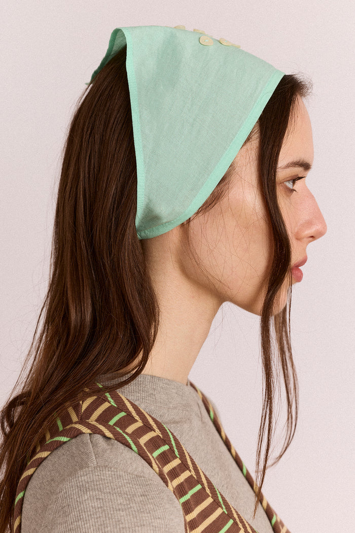 Swirl Button Headscarf - Mint