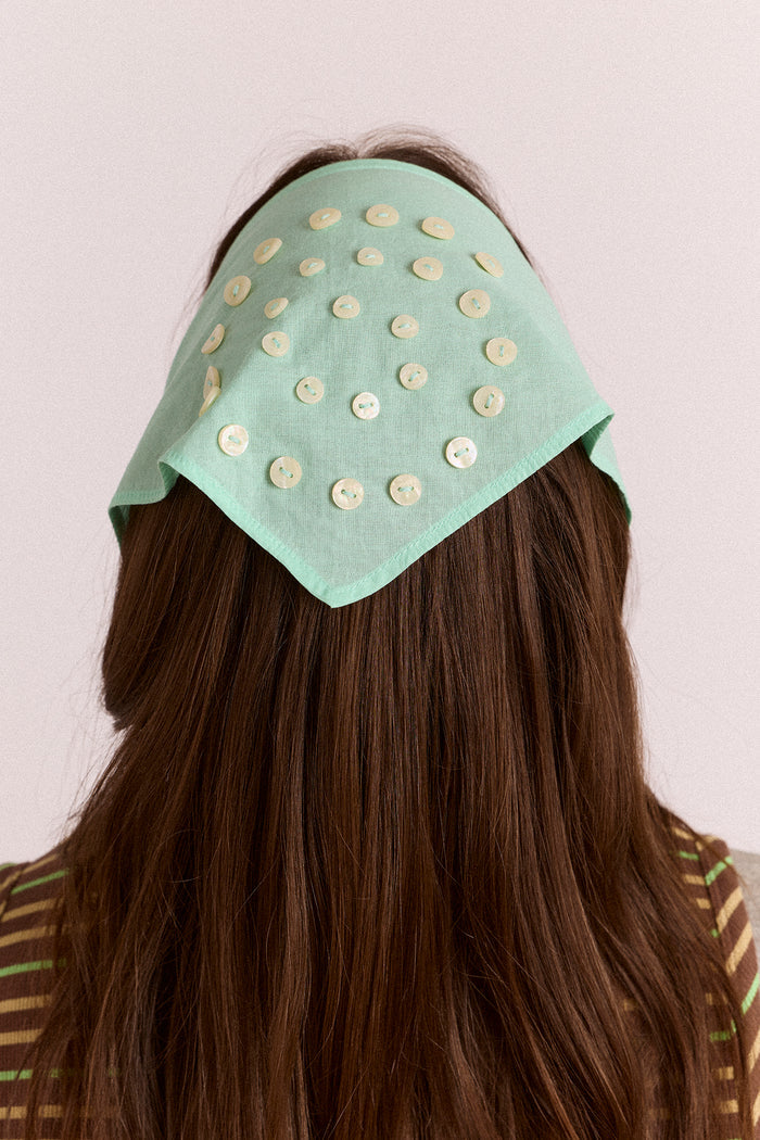Swirl Button Headscarf - Mint