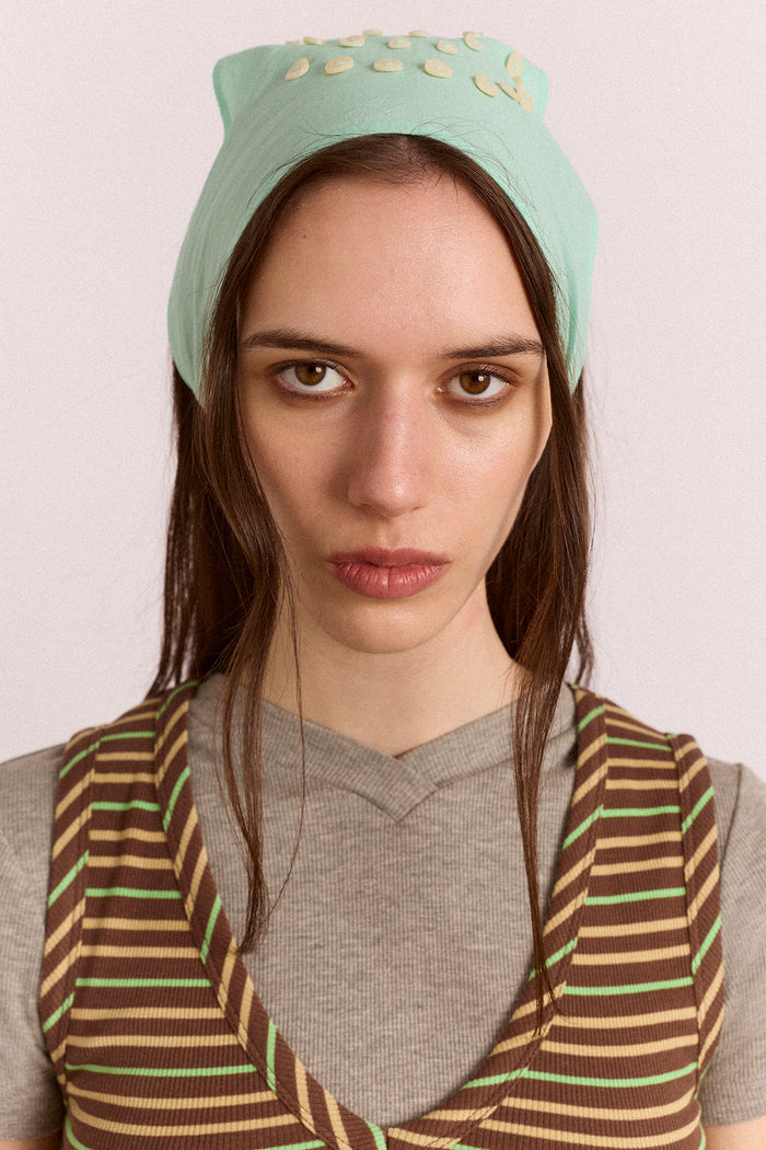 Swirl Button Headscarf - Mint