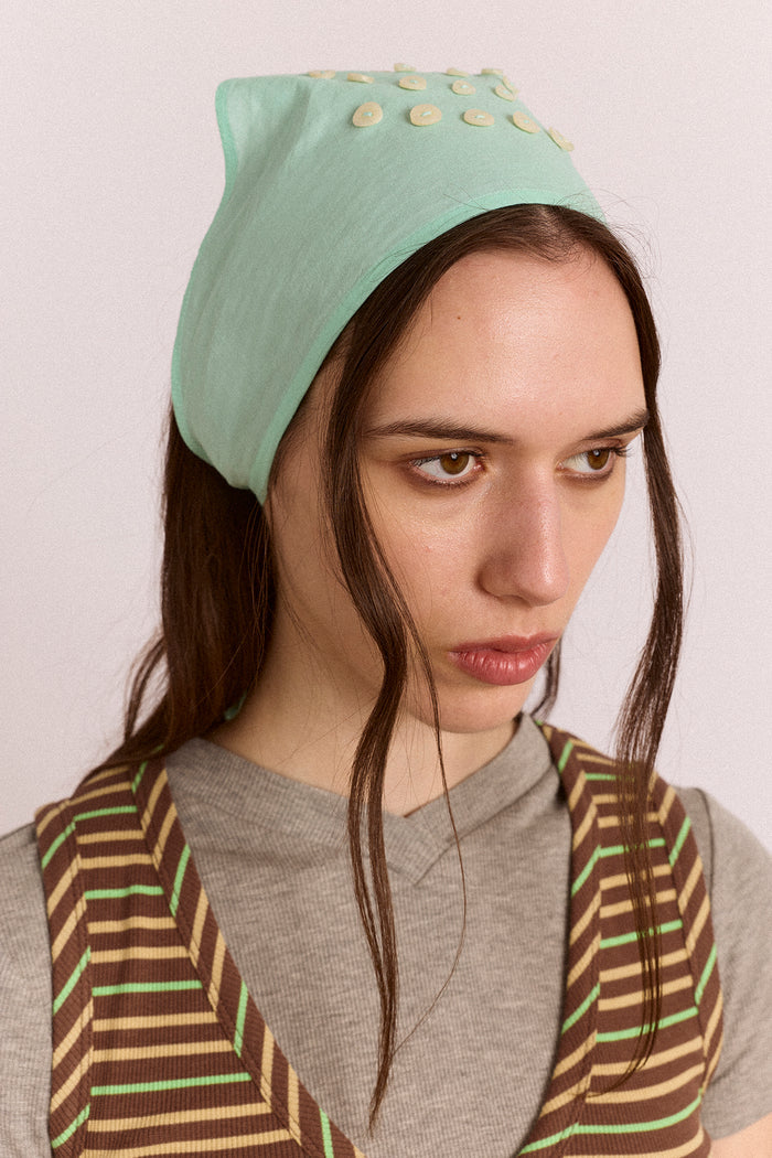 Swirl Button Headscarf - Mint