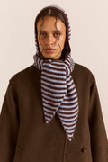 Tie Front Hood - Blue & Choc Stripe