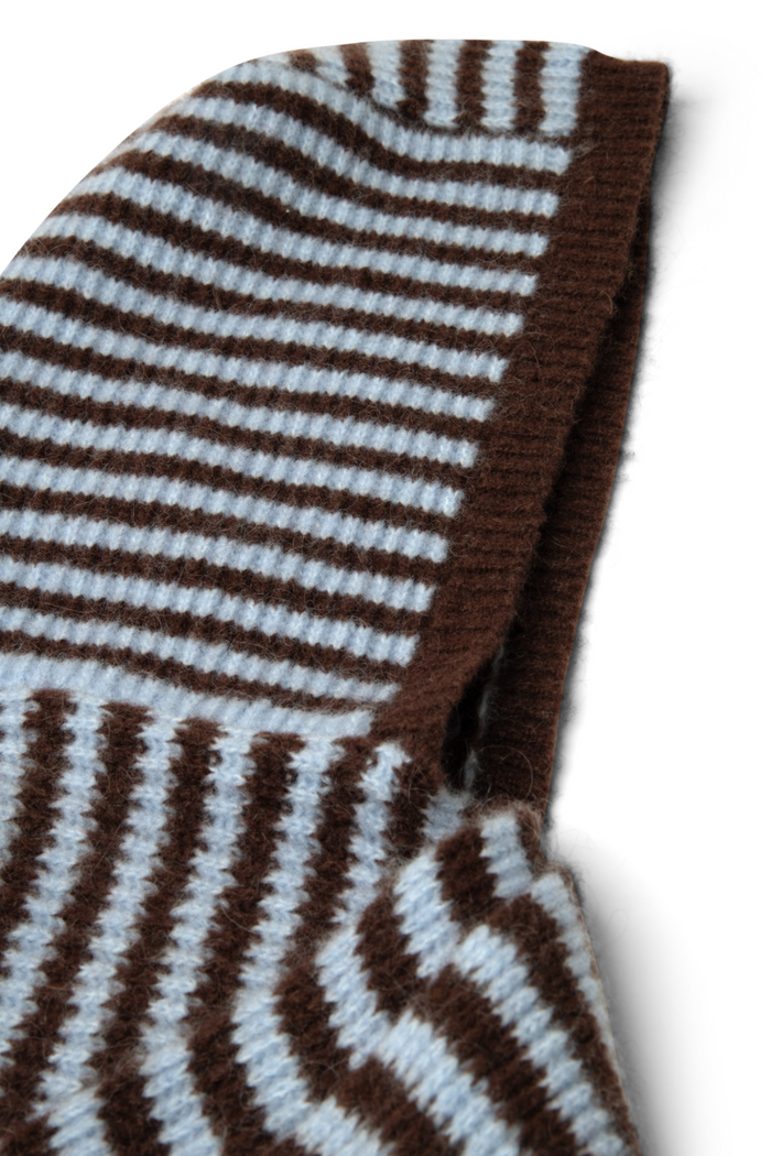 Tie Front Hood - Blue & Choc Stripe