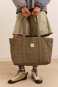Tote Bag - Tan/Navy Gingham