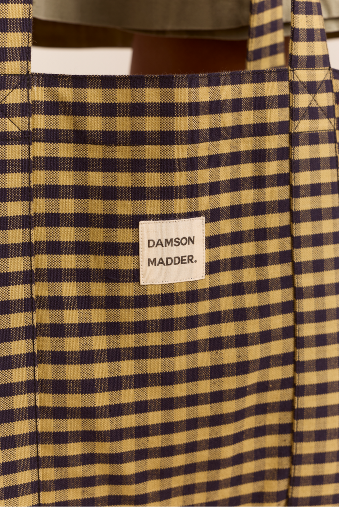 Tote Bag - Tan/Navy Gingham