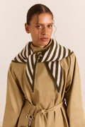 Triangle Scarf - Olive & Pink Stripe