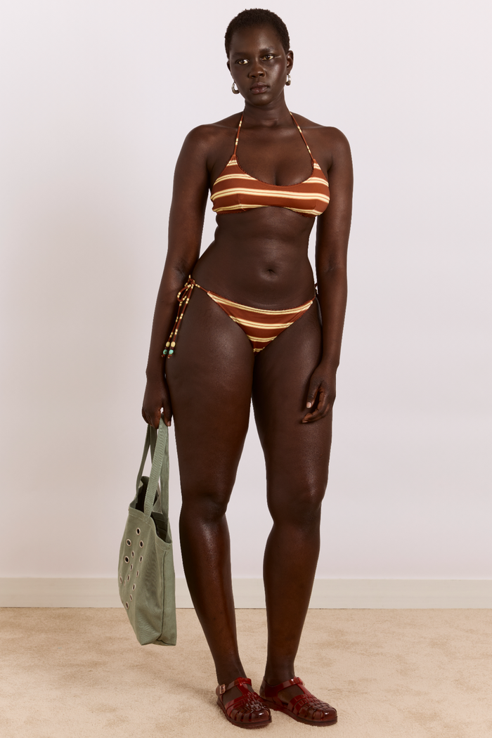 Trudi Reversible Bikini Bottom - Mint Or Choc Stripe