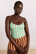 Trudi Tankini Top - Mint Stripe Print