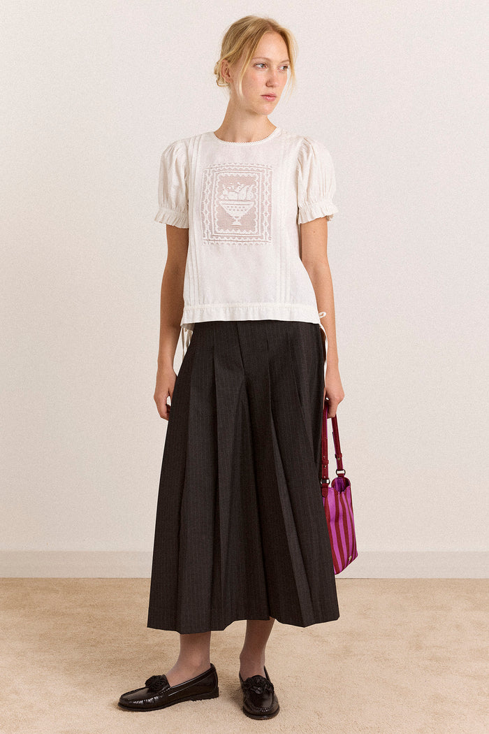 Winona Pleated Culotte - Tailored Pinstripe