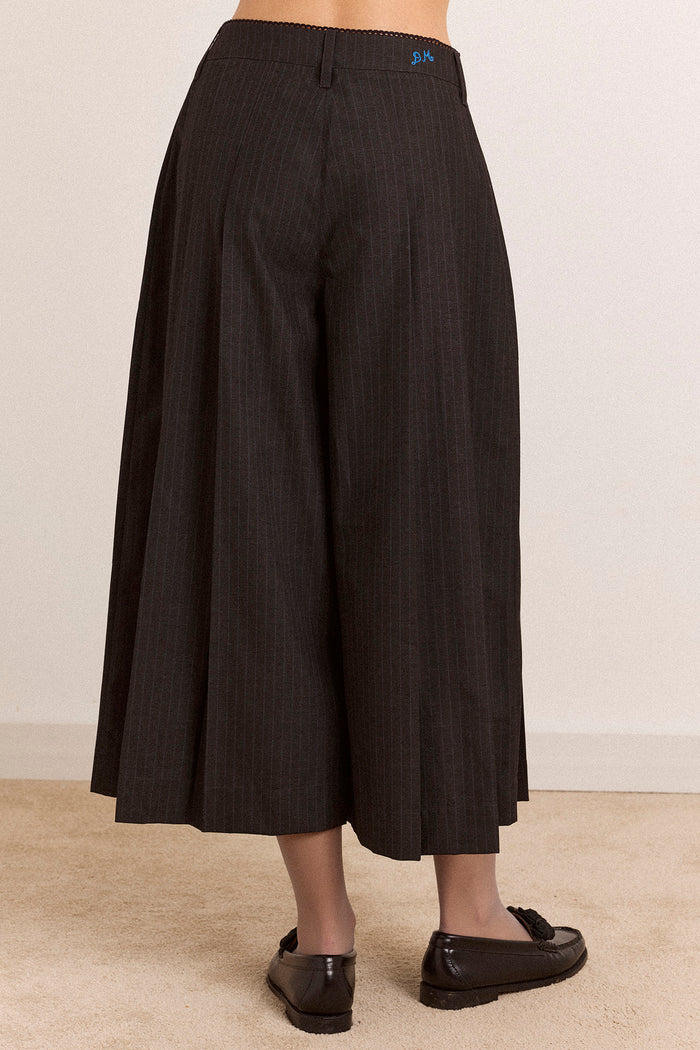 Winona Pleated Culotte - Tailored Pinstripe