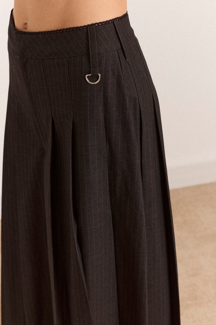Winona Pleated Culotte - Tailored Pinstripe