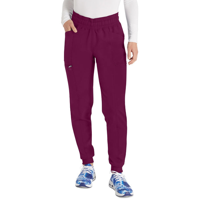 Women's Balance Mid Rise Jogger Scrub Pant - Wine - 1