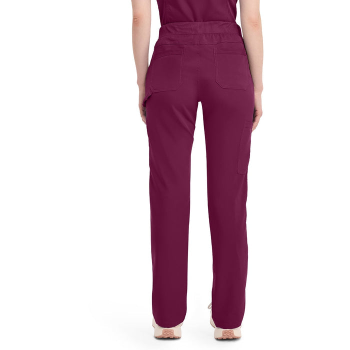 Women's Balance Mid Rise Tapered Leg Pull-On Scrub Pant - Wine - 2