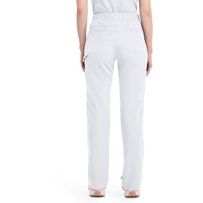 Women's Balance Mid Rise Tapered Leg Pull-On Scrub Pant - White - 2
