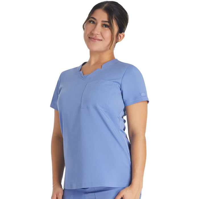 Women's Balance Notched V-Neck Scrub Top - Ciel Blue - 1