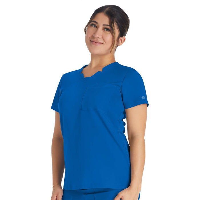 Women's Balance Notched V-Neck Scrub Top - Royal - 1