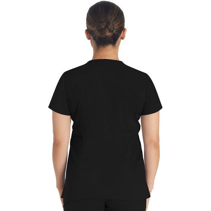 Women's Balance Notched V-Neck Scrub Top - Black - 2