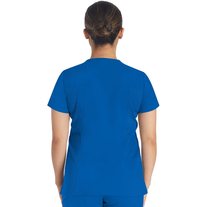 Women's Balance Notched V-Neck Scrub Top - Royal - 2