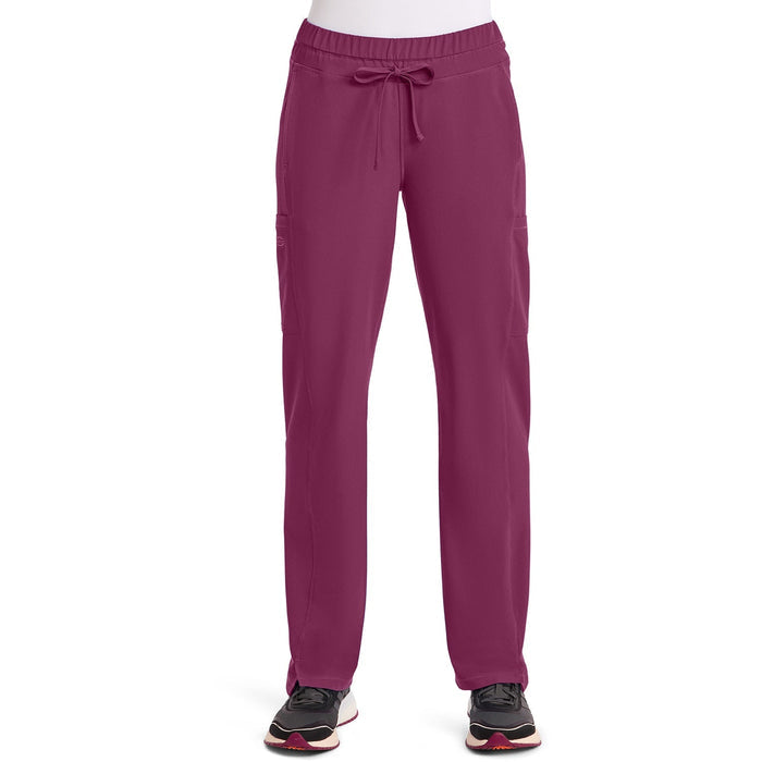 Women's Dynamix Mid Rise Straight Leg Drawstring Scrub Pant - Wine - 1