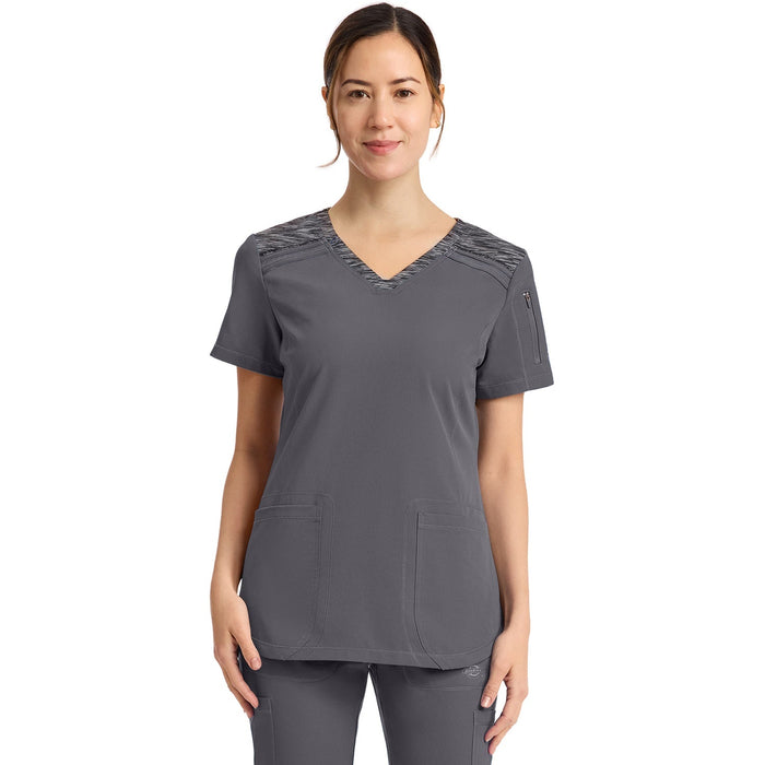 Women's Dynamix V-Neck Scrub Top - Pewter - 1