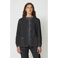 Women's EDS Signature Snap Front Warm-Up Scrub Jacket - Black - 1