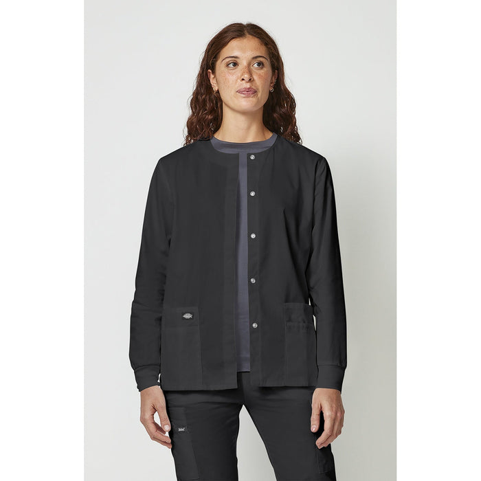 Women's EDS Signature Snap Front Warm-Up Scrub Jacket - Black - 1