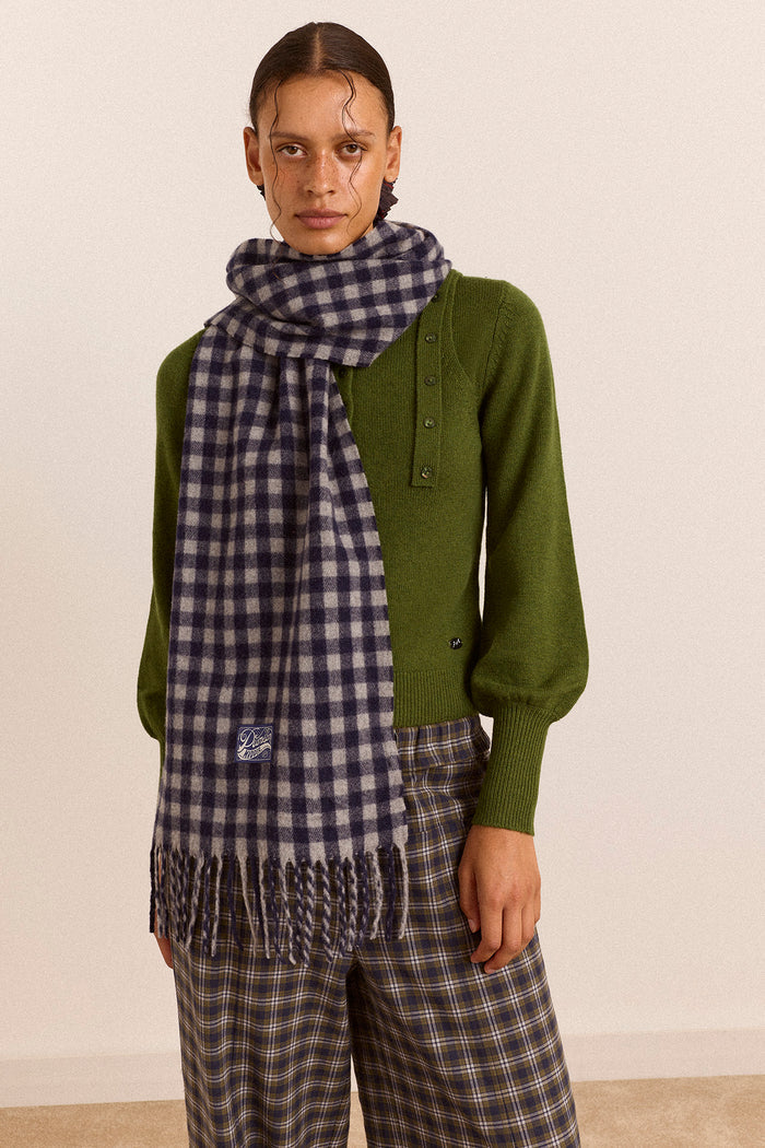 Wool Tassle Scarf - Willow Gingham