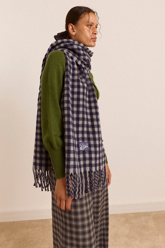 Wool Tassle Scarf - Willow Gingham