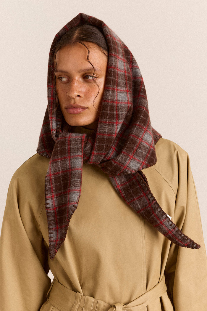 Wool Triangle Scarf - Rust Check
