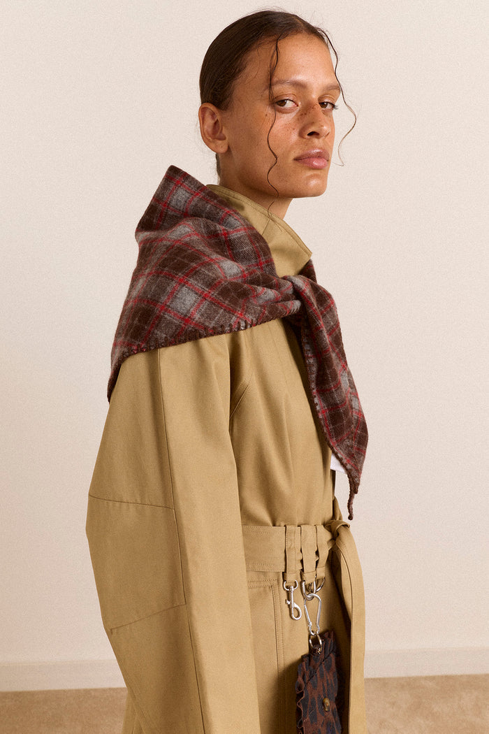 Wool Triangle Scarf - Rust Check
